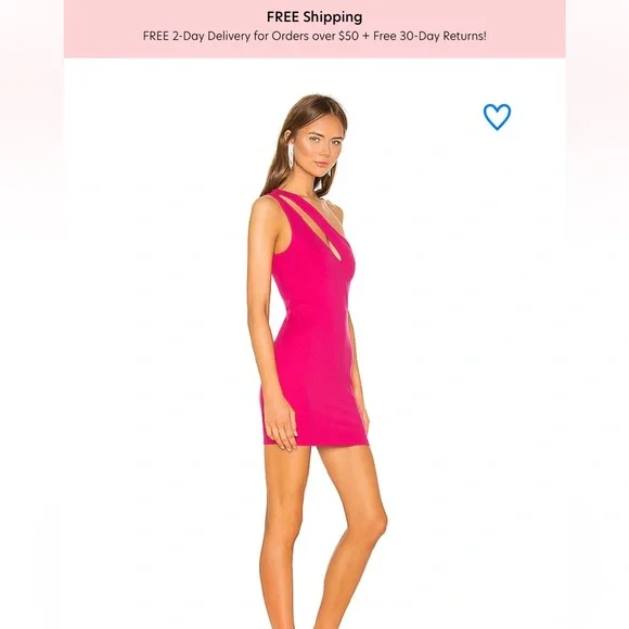 SUPERDOWN Nava Asymmetrical One Shoulder mini dress in hot pink; size small - Picture 7 of 8